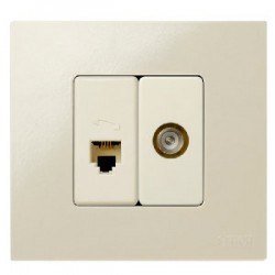 Toma tv simple marfil